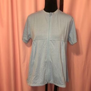 Blue Inspired Comforts Short Sleeve Zip Up Mastectomy Top
